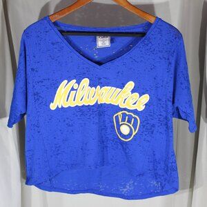 PINK VS MLB Milwaukee Brewers Love Pink lightweight crop top - Size XS